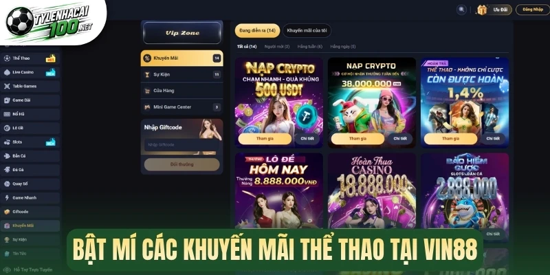 Bật mí các khuyến mãi thể thao tại Vin88