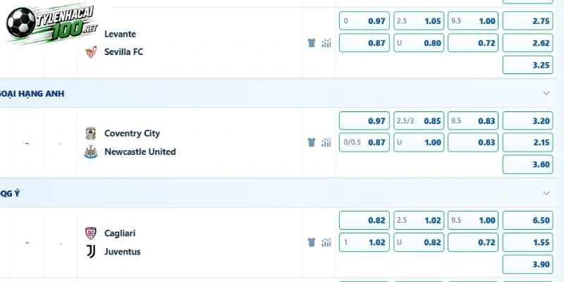 Soi Kèo Nhà Cái Coventry City Vs Newcastle - NHA, 13/10/2026 5 Tổng hợp tỷ lệ kèo được chuyên gia nhận định